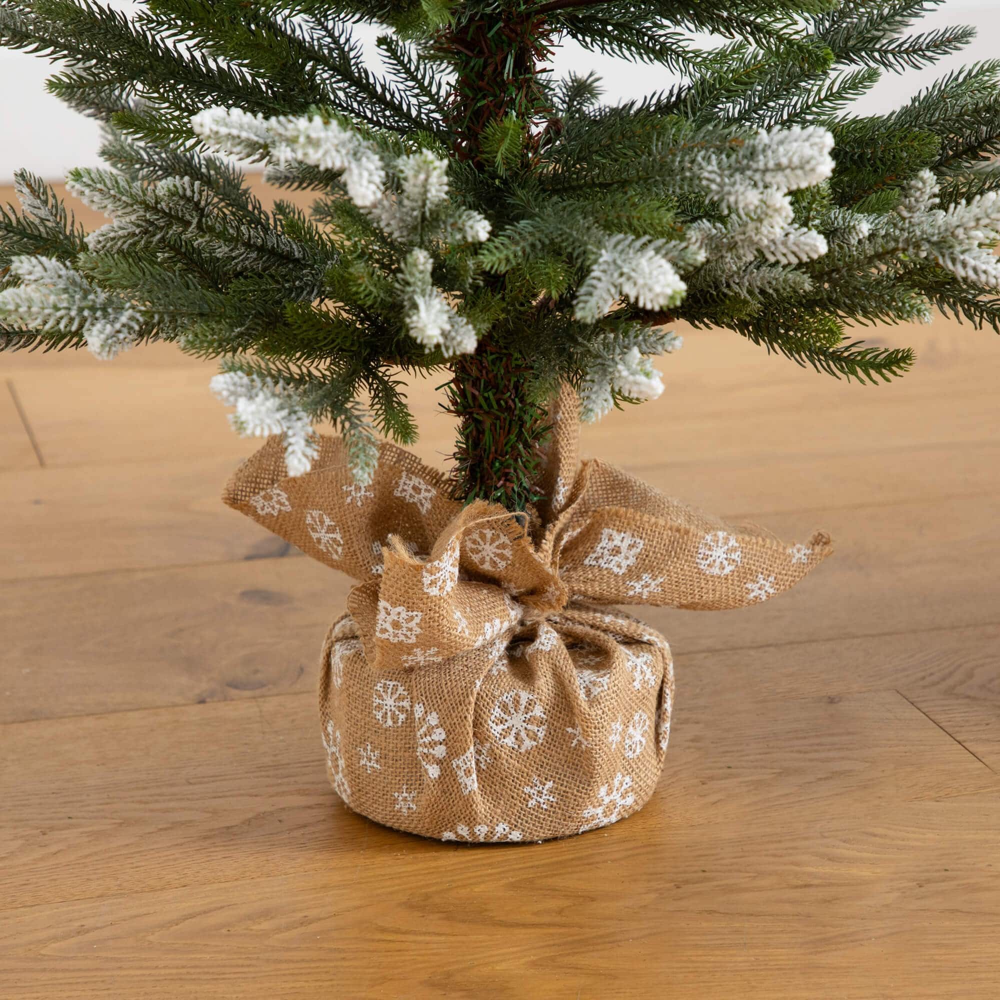 2ft., 3ft. & 4ft. Unlit Snowed Balsam Fir Artificial Christmas Trees in Burlap Base, Set of 3